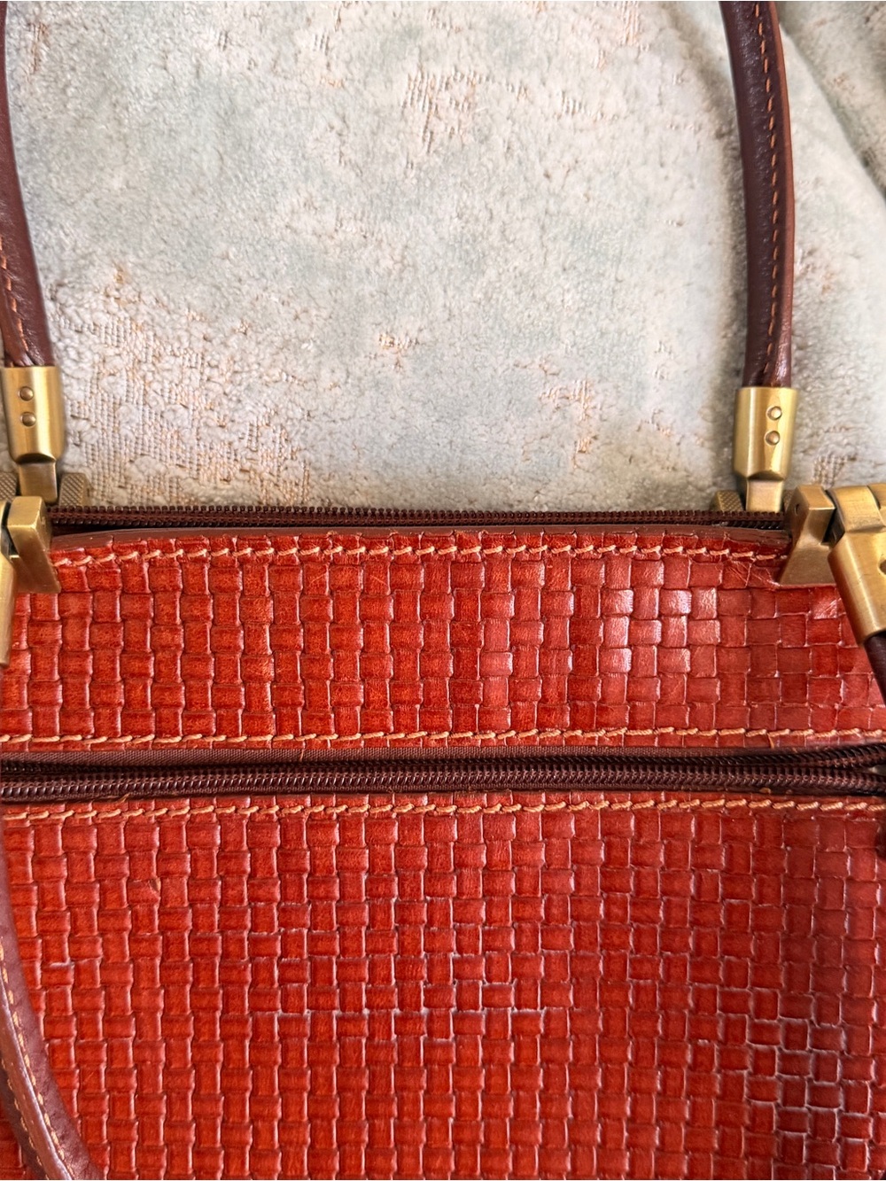 Conte di Cavour Vintage Italian Woven Leather Satchel Bag | Vera Pelle Brown - Picture 6 of 13